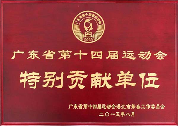 跃速被授予“广东省第十四届运动会特别贡献单位”荣誉称号