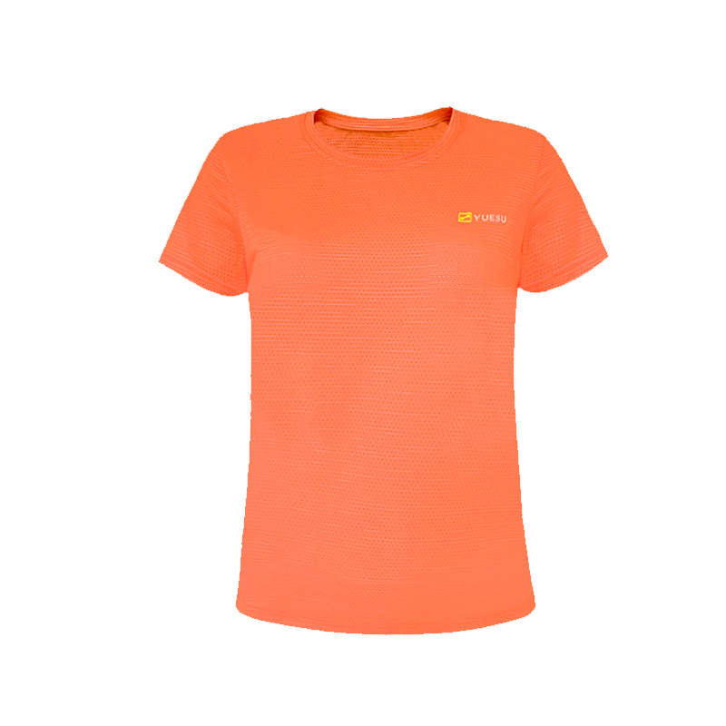 跃速女装夏季新款速干短袖t恤冰丝薄款透气运动上衣T恤 橙色 21013

款