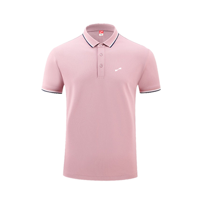 跃速夏季新款男子翻领短袖T恤 粉红色 款号：112302