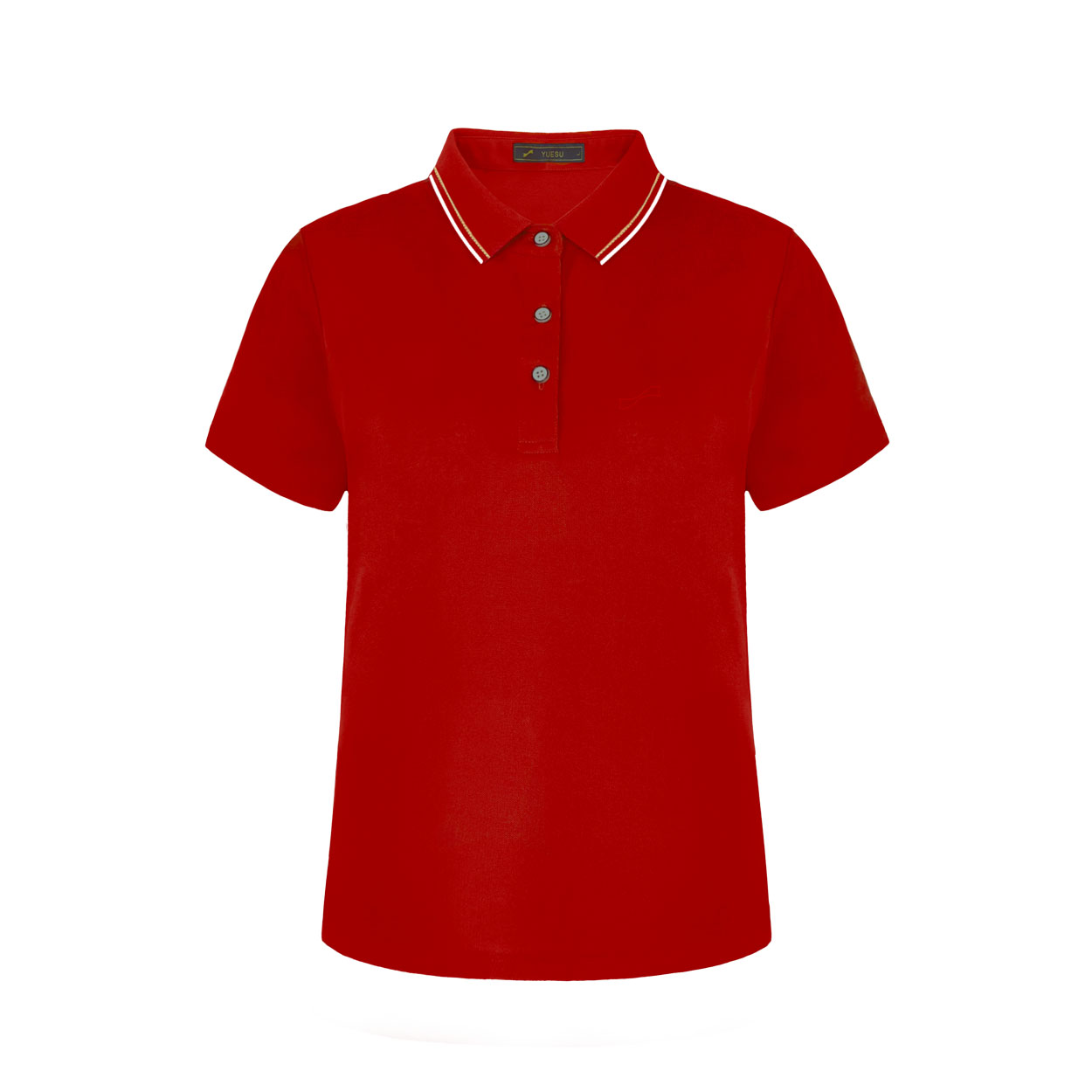 跃速夏季新款女子翻领短袖T恤 红色 款号：212320