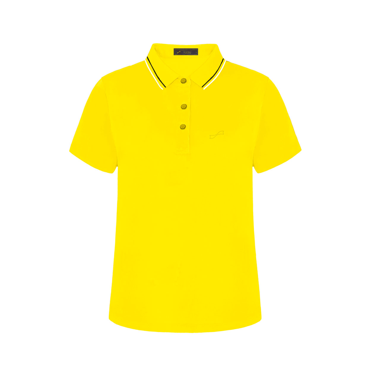 跃速夏季新款女子翻领短袖T恤 金黄色 款号：212320